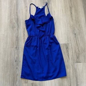 Lush royal blue ruffle dress with pockets